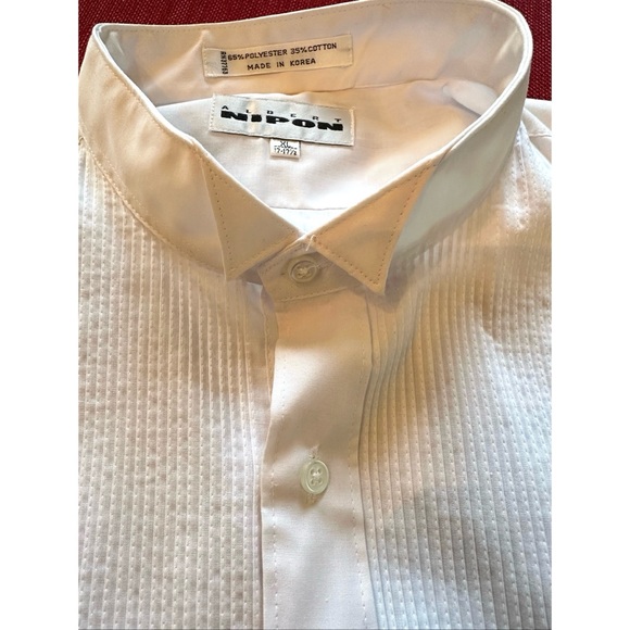 Albert Nipon Men’s Fit Wing Collar Front Pleat Formal Dress Shirt, XL, 17-17.5 - Picture 7 of 12